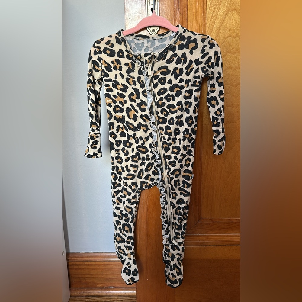 Posh Peanut Tan and Black Leopard Kids Footie